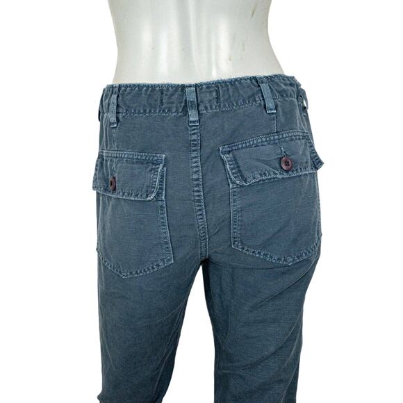 AMO size 26 Navy Twist Drawstring Pants ankle slip crop linen cotton - Picture 10 of 10